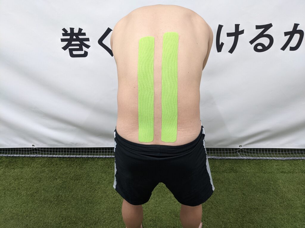 かがむ姿勢 中腰 をした際の腰 背中の張り 痛みに対するテーピング Pleady